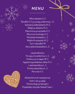 Joululounaan menu